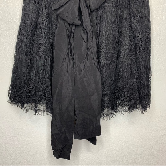 Anthropologie Boho Silk Lined Black Tiered Lace Skirt Size 2 - Picture 10 of 10